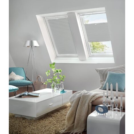 GARDINIA Tenda plissettata per lucernario Solo, Con ventose, Tenda a soffietto opaca, Materiale di montaggio incluso, 95,3 x 122 cm, Grigio