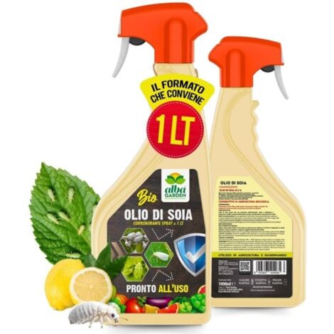 Albagarden - Olio Bianco Vegetale di Soia per Cocciniglia, Afidi, Mosca Bianca, Insetti e Parassiti - Per Orto, Giardino E Ornamentali - Olio Vegetale di Soia 100% Naturale X 1 Litro Spray (1/5)
