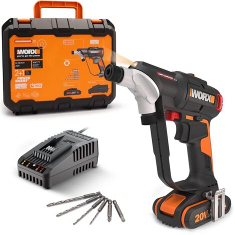 WORX WX177 NITRO - Trapano avvitatore a batteria Switchdriver 2.0 20 V, potente motore brushless fino a 50 Nm, cambio rapido tra 2 bit, controllo preciso della coppia, batterie e caricabatterie