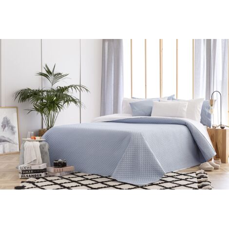 Todocama - Copriletto trapuntato sottile con motivo a rombo, per primavera, estate, autunno e inverno, 100% microfibra extra morbido, Copriletto multiuso, Letto 140/150/160 - 250x260cm, Azzurro