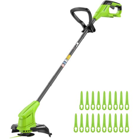 Greenworks 24V Tagliabordi a batteria da per giardini di piccole e medie dimensioni, larghezza di taglio di 25 cm, include 20 lame in plastica SENZA Batteria e Caricabatterie