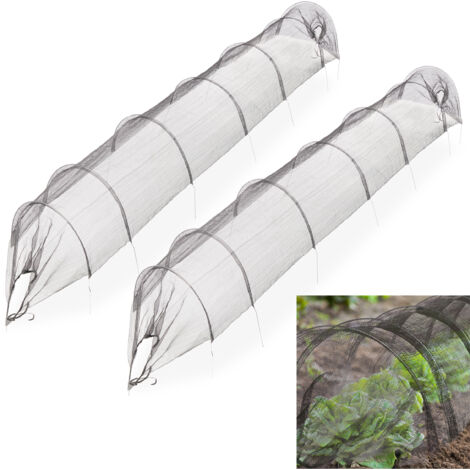 Relaxdays Serra per Orto con Archetti, Set da 2, Tunnel di 3 m, da Giardino, Protezione da Uccelli e Parassiti, Nero
