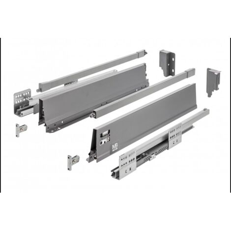 GTV - Modern Box Pro guide per cassetti I L = 500 mm H = 135 mm I antracite I cassetto con chiusura silenziosa I sincronizzazione del percorso delle guide I carico fino a 40 kg I PB-MBPRO-KPL500B