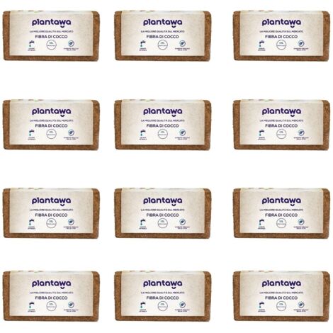 PLANTAWA Fibra di cocco 120L, 10L x 12 blocchi substrato di cocco, fibra di cocco naturale, terra per piante uso orto urbano terrario piante all'aperto torba per vasi (1/4)