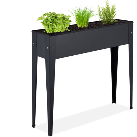 Relaxdays Aiuola Rialzata, HLP 83 x 99 x 26 cm, Orto per Balcone, Giardino e Terrazza, per Piantare Verdure e Erbe, Nero (1/5)