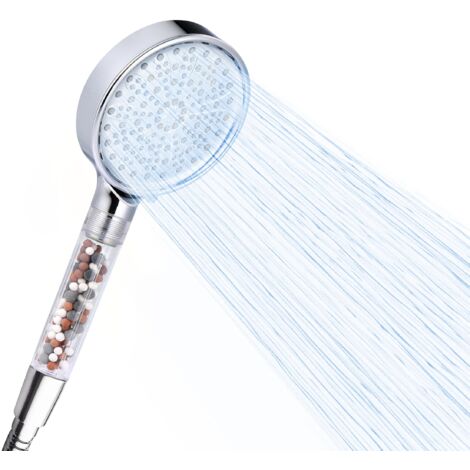 NK Soffione doccia rotondo con 6 modalità di spruzzo: sistema anticalcare, alta pressione, filtrazione acqua, materiale ABS, risparmio d'acqua, facile installazione e pulizia, combinazioni di (1/5)