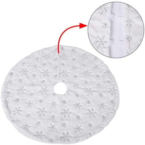 Gonna per albero di Natale con paillettes, 121,9 cm, bianco morbido e spesso con fiocchi di neve dorati, decorazioni per albero di Natale da 1,8 m, 2,8 m, 2,4