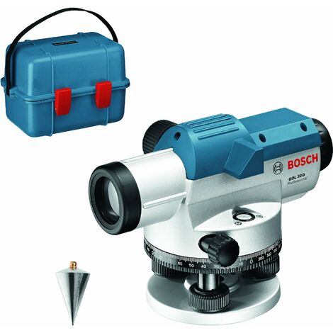 Bosch Professional Livella ottica GOL 32 D (ingrandimento 32x, unità di misura: 360 gradi, raggio d'azione: fino a 120 m, in valigetta)