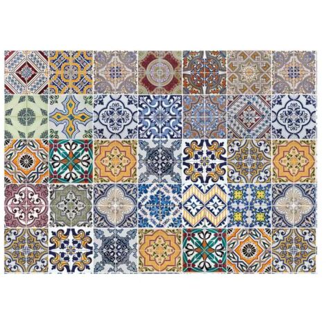 paraschizzi da cucina in alluminio fantasia "azulejos", 84x60 cm (1/4)