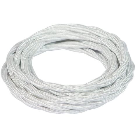 FANTON cavo elettrico tessile colore bianco treccia seta 2mt 3G0,75 filo rivestito in tessuto vintage stile retrò per lampadari applique 93806-02