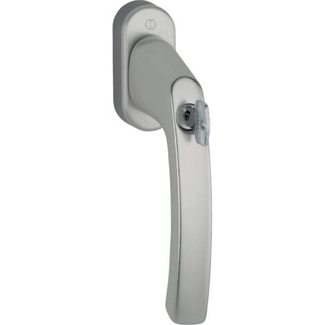 HOPPE 11780411 Maniglia per Finestra LIÈGE – Serratura a Cilindro con Bottone a Pressione, 7 x 40, Effetto Acciaio Inox, Color02, 35 N·m