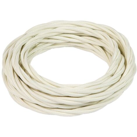 FANTON cavo elettrico tessile colore avorio treccia seta 2mt 3G0,75 filo rivestito in tessuto vintage stile retrò per lampadari applique 93826-02
