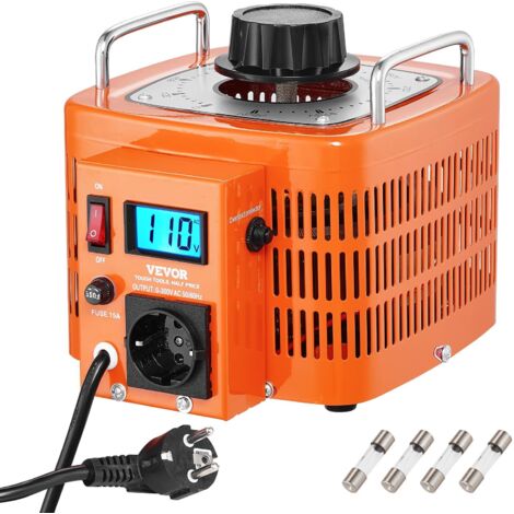 VEVOR Trasformatore di Tensione 3000VA, 10A, Ingresso 230V, Uscita 0-300V, Regolatore di Tensione AC LCD 4 Fusibili, Interruttore di Controllo Termico per Ufficio Industriale Domestico (1/4)