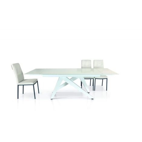 Tavolo vetro bianco allungabile 160x90 cm - 240x90 cm gambe a V
