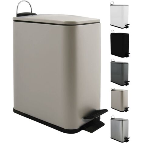 Spirella Erik - Pattumiera per cosmetici, 5 litri, in acciaio inox con abbassamento automatico e secchio interno, colore: tortora