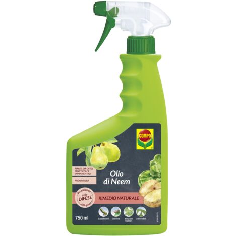 COMPO Olio di Neem, Potenziatore delle Difese delle Piante nei confronti di Insetti, Afidi, Dorifora e Lepidotteri, Pronto all'Uso, 100% Naturale, 750 ml (1/4)