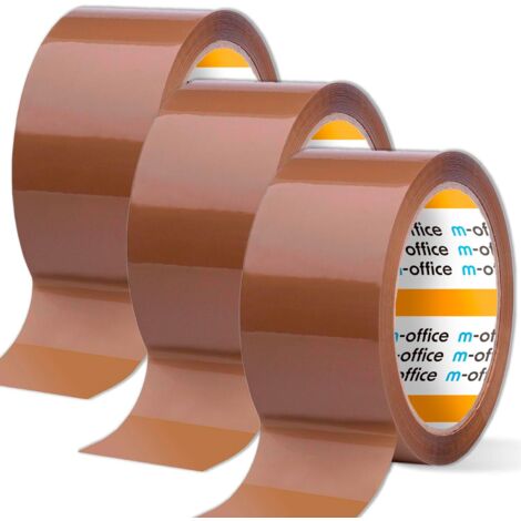 m-office Nastro Adesivo, Nastro Adesivo Marrone da Imballaggio, Rotolo di Nastro per Scatole da Imballaggio, Spedizioni, Traslochi e Artigianato, Sigillo Sicuro e Resistente (3 unità , 48mmx66m) (1/5)