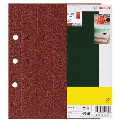 Set di fogli abrasivi per levigatrici orbitale, B&D con 8 fori, 93 x 230 mm, grana K180, 25 pezzi