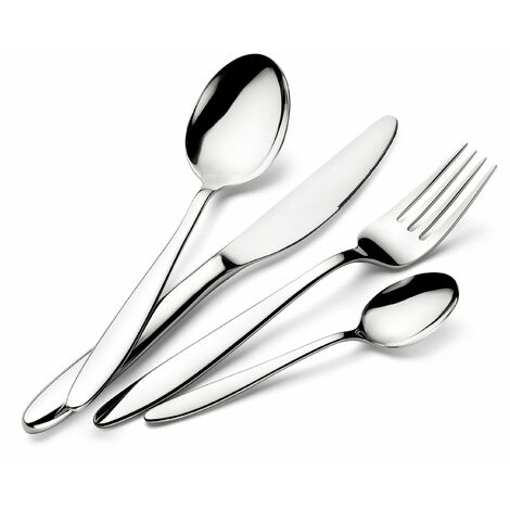 Lagostina Luisa, Set Servizio Posate monoblocco per 6 Persone, Acciaio Inox 18/10, 24 Pezzi (6x forchetta, coltello, cucchiaio, cucchiaino)