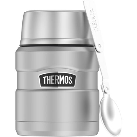 Thermos Stainless King Food Jar 470 ml, Contenitore Termico in Acciaio Inox con Cucchiaio, 9 h caldo/14 h Freddo, Assolutamente ermetico per zuppa, Cereali, stufato (1/4)