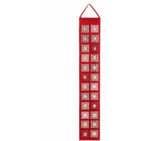HEITMANN DECO Calendario dell'Avvento in Feltro, da riempire, Tessuto, Colore: Rosso, 39 x 23 x 3.5 cm (1/4)