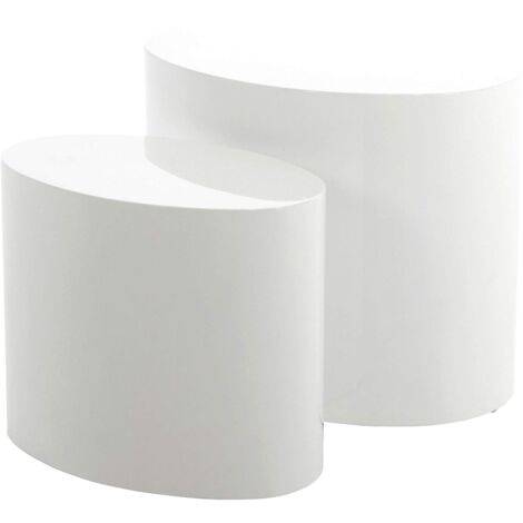 Set Di 2 Tavolini Da Caffè Moderni - Bianco, In Legno MDF, Dimensioni Diverse, Design Contemporaneo