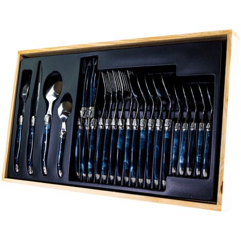 Laguiole 7214BIS - Casalinga 24 pezzi in Acciaio Inossidabile, Blu