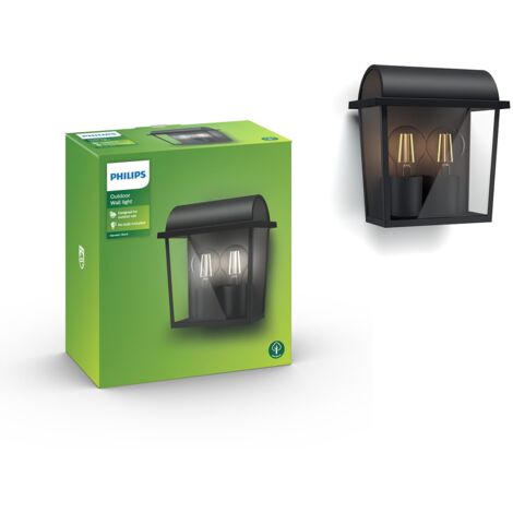Philips LED Harvest Lampada da Parete per Esterni, Design Vintage Black Edition, Nickel