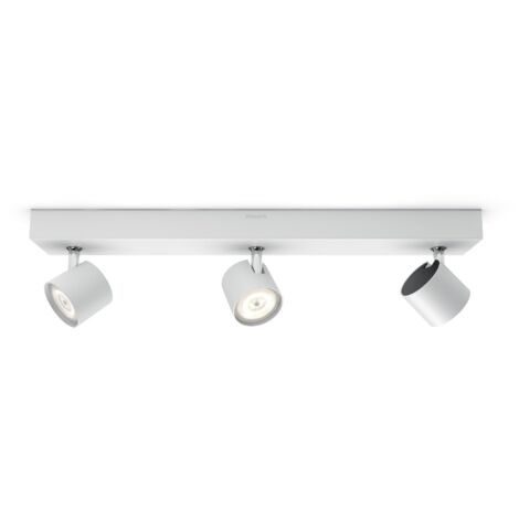 Philips Lighting Faretti Star, 3 Punti Luce Orientabili, LED integrato, 5W, Base Rettangolare, Bianco
