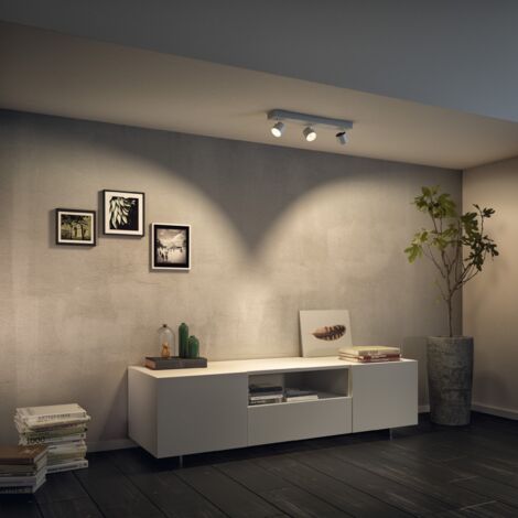 Philips Lighting Faretti Star, 3 Punti Luce Orientabili, LED integrato, 5W, Base Rettangolare, Bianco