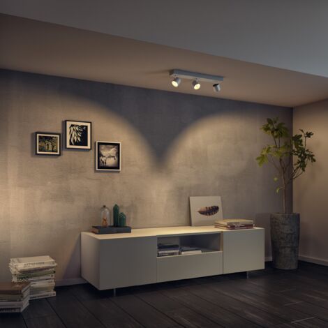 Philips Lighting Faretti Star, 3 Punti Luce Orientabili, LED integrato, 5W, Base Rettangolare, Bianco