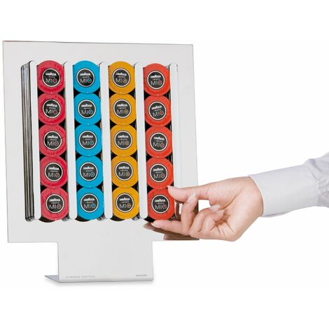 MACOM Just Kitchen 834 Mirror Coffee Lavazza A Modo Mio Dispenser Portacapsule per Macchine caffè, 20 Capsule, Acciaio Cromato Lucido