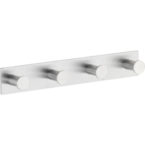 WENKO 4466590100 gancio Strip Celano Quadro - 4 ganci, autoadesivo, Acciaio inossidabile, 25.5 x 4 x 3.3 cm, Opaco