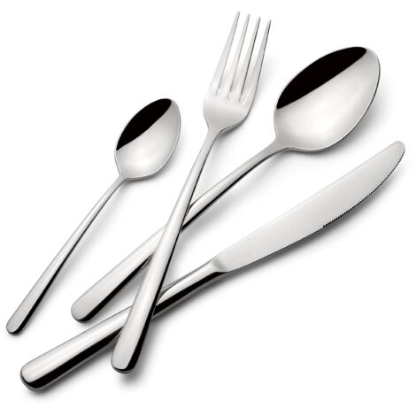 Lagostina Ambra, Set Posate per 6 Persone con 6 Forchette Tavola, 6 Coltelli Bistecca, 6 Cucchiai Tavola, 6 Cucchiaini Caffè, Set Posate in Acciaio Inox 18/10 con Finitura Lucida a Specchio