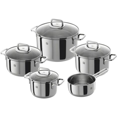 ZWILLINGZWILLING Set di pentole de 5 pezzi, 4 coperchi, pentole per induzione, acciaio inox, Quadro (1/5)