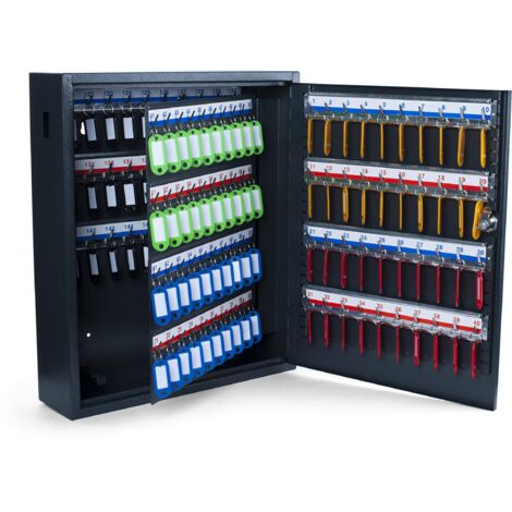 Armadietto Per Chiavi Pavo Deluxe - Con 100 Gancetti, Grigio Scuro - Per Hotel, Uffici, Casa