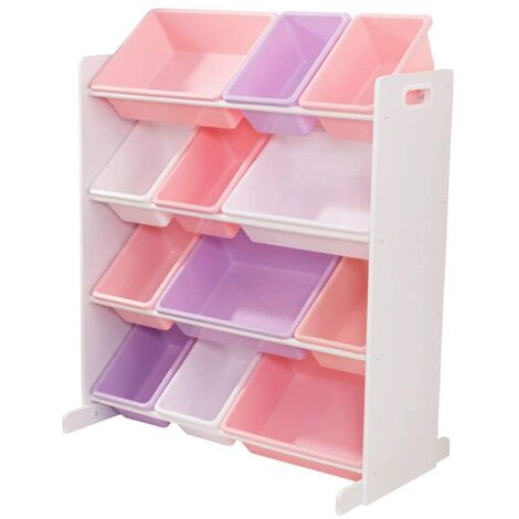 KidKraft Scaffale Portaoggetti in Legno con 12 Contenitori Plastica dai Colori Pastello per Giocattoli, Mobile Porta Giochi Bambini, Mobili per Cameretta e Sala Giochi per Bambini, 15450 (1/3)