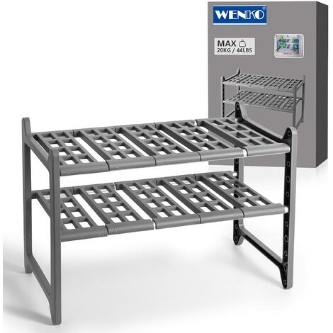 WENKO Scaffale per mobiletto Flexi - allungabile, Alluminio, 44-82 x 39 x 28 cm, Alluminio