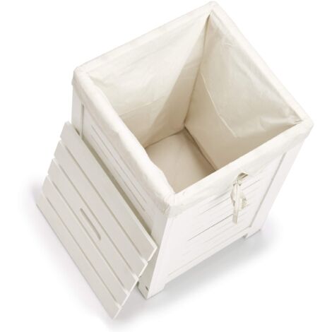 Cesto Contenitore Zeller In Legno - 35x25x20cm Bianco, Design Vintage Per Casa E Ufficio