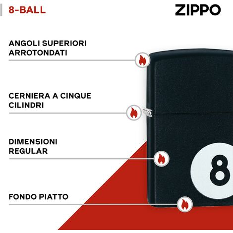 Zippo 28432 Accendino a Benzina, Ottone, Nero, 5,70 x 3,70 x 1,20 cm