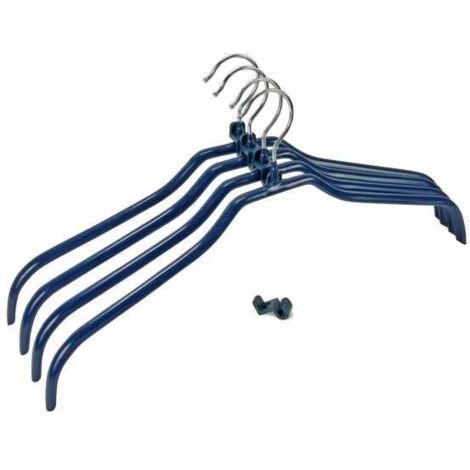 Wenko 10250911100 Set Appendini Multi 4+4, Appendini con Rivestimento Antiscivolo, Unisciappendini, Metallo Cromato, Materiale Plastico, 1 x 19 x 42 cm, Argento Lucido/Blu (1/5)