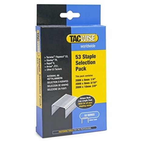 Tacwise 1095 Selezione di Punti Galvanizzati Tipo 53 da 6mm a 10 mm, Confezione da 6000 (1/3)