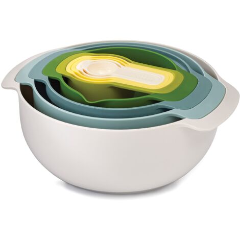 Joseph Joseph Nest 9 Plus, set compatto per la preparazione degli alimenti da 9 pezzi con ciotole per mescolare, misurini, setaccio e colino, Pastello (1/5)