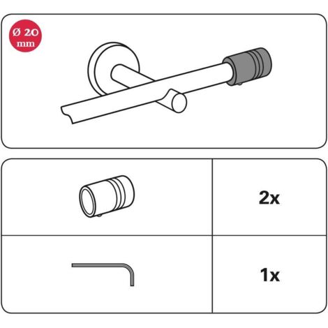 MDEKOR - Asta per tenda da 16 mm, a due vie, in acciaio INOX cromato opaco e oro anticato, 120-600 cm, tappo terminale (acciaio inossidabile, 2 binari, 200 cm