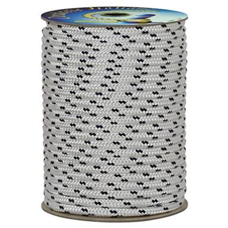 Corderie Italiane 006006022 Treccia mare multiuso giardino e fai da te, stabilizzato ai raggi U.V. resistente a intemperie e agenti atmosferici, 6 mm, 100 mt, colore bianco con spia blu (1/3)