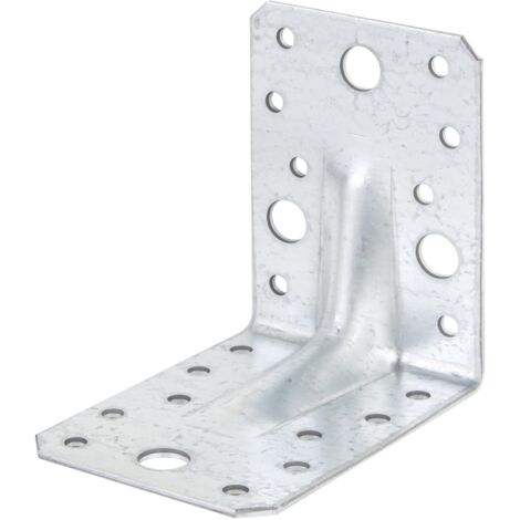 GAH-Alberts 334581 Squadretta di Giunzione angolare Rinforzata con nervatura di Rinforzo, Acciaio, 90 x 90 x 65 mm / 50 pezzi