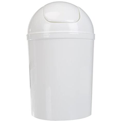 WENKO Portarifiuti con coperchio basculante Economic bianco - Bianco Capacità: 6 l, Polipropilene, 20 x 30 x 20 cm, Bianco