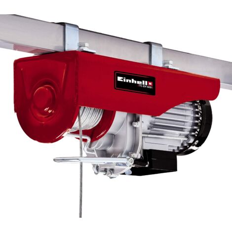 Einhell TC-EH 600 Argano elettrico (220-240 V, 50 Hz, 1050 W portata senza rullo guida da 300 kg, con rullo 600 kg, cavo 18m)