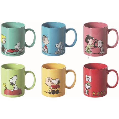 Excelsa Peanuts Set 6 Tazze Mug, Ceramica, Multicolore, Capacità: 350 ml, 6 unità (1/3)
