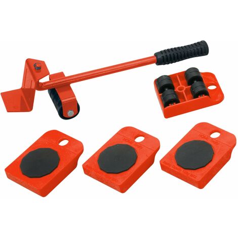 Meister 4Single9900 - Rullo di trasporto per mobili, Portata massima Single50 kg ciascuno, Rosso, Set da 5 pezzi